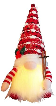 CVZQTE 2023 Weihnachten Leuchtende Ski Spielzeug Gesichtslos Langer Bart Rudolf Weihnachtsdekoration