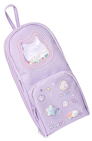Large Pencil Case for Girls Big Capacity Pencil Pen Pouch Bag Aesthetic Pencil Cases Canvas Stationery Organizer for Boys in School Bag Shape Desk Organiser for Student Teens Adults (Purple)