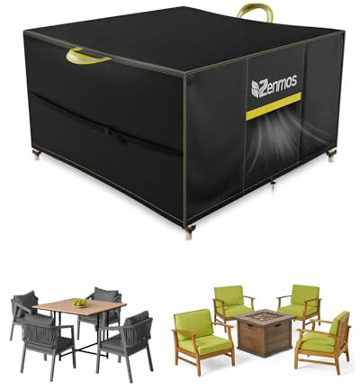 Zenmos Garden Furniture Covers Outdoor Waterproof with Air Vent, 420D Heavy Duty Oxford Fabric, for Patio Table, Chair, Rattan Sofa, Garden, Square 200*200*90cm