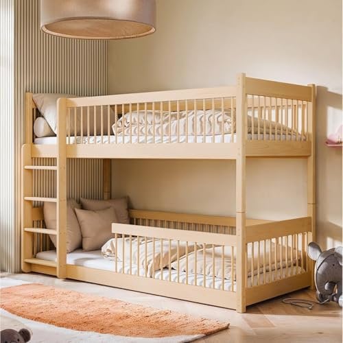 Kids Collective Hochbett Kinder Etagenbett Kinderbett Massiv Kiefernholz abgerundete Kanten umbaubar zu 2 Betten | Größen: 80x180, 90x190, 90x200 cm | 90x190cm von 4 bis 18 Lebensjahr Natur