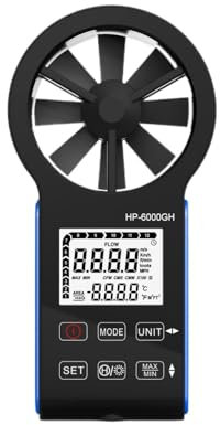 TIEOAXFT 6000GH Handheld HVAC Anemometer, CFM Wind Speed Meter Air Flow Gauge Measuring Device with Waterproof Touch Button