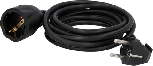 UNITEC Schuko - Prolunga H05VV-F3G 1,5 mm², IP20, 3 m, colore: Nero