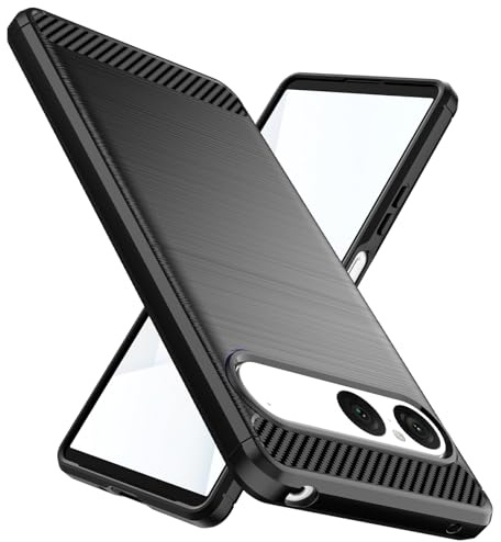 Natbok für Sony Xperia 10 VII Hülle, Weiches TPU Stoßdämpfung Handyhülle für Sony Xperia 10 VII Case, Kohlefaser Design Dünne SchutzHülle, Anti-Rutsch, Kratzfeste Hülle,Schwarz