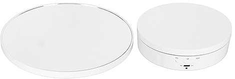 Hamwesh Rotating Display Turntable, 360 Degree Motorized Electric Turntable with Remote Control for Jewelry Photography Ornaments (White)