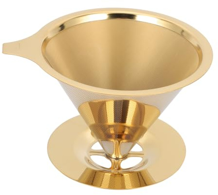 Wiederverwendbarer Gold Kaffeefilter Doppelsieb Edelstahl | Doppelschicht Filterung, Leicht zu Reinigen, Praktisch im Gebrauch, Robust Verarbeitet