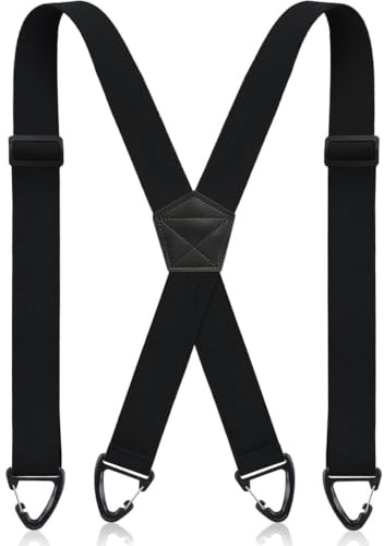 JollyDragon Mens Braces For Trousers,1.49'' Wide X Back Suspenders With 4 Strong Hooks,Heavy Duty Adjustable Braces For Men Trousers Business Wedding Casual