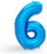 FUNXGO Palloncino Numero 6 Blu - Decorazioni Compleanno 6 Anni - Vola con l'Elio - Feste Decorazione di Compleanno