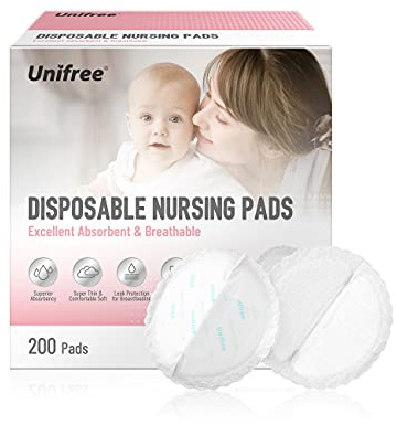 Unifree Disposable Nursing Pads, Breast Pads for Breastfeeding, Superior Absorbency&Ultra Soft Leakproof Design, Postpartum Essentials,200 Count
