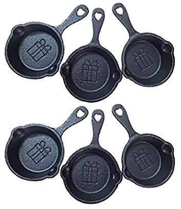 HAWOK Cast Iron Mini Skillet with wishing card gift bag DIA. 2.75 inch Set of 6 Black…