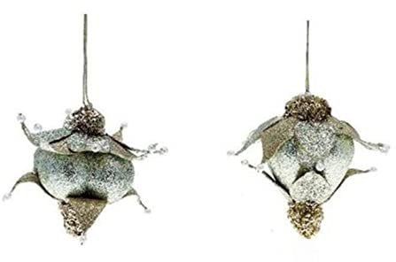 Ingrocart 4 Blumen Anhänger für Weihnachtsbaum - Farbe Platin - Dekoration Weihnachten