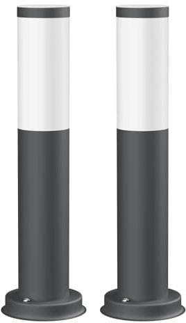 ledscom.de 2 Stück Wegelicht/Pollerleuchte PORU für außen, IP44, 39 cm, anthrazit, 1x E27 max. 40W