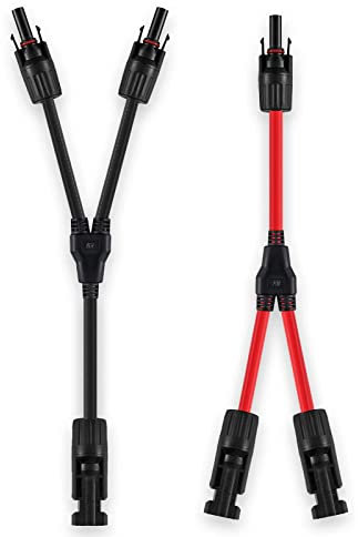 Intckwan solarkabel Y Stecker paar(1 zu 2), Ip67, F/M/M und M/F/F, Solarpanel Kabel Anschlüsse Y Verteiler, Kompatibel mit 2,5mm2-6mm2 Photovoltaik Steckverbinder(1 Rot +1 Schwarz)…