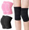 ATBUSS 2 Paare Sporttanzschwamm Knieschoner, verdickter Schwamm, elastische Bindung, Knieschutz, tägliches Zubehör für Sportler (rosa, schwarz)
