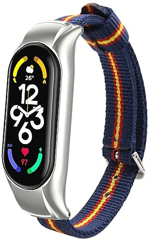 ESTUYOYA - Pulsera de Nylon compatible con Xiaomi Mi Band 8 Colores Bandera de España Doble Banda Nuevo Sistema de Seguridad Antiperdida Azul Otan