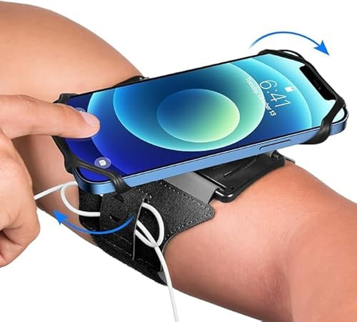 Kusport Running Armband 360° rotatable for iPhone 15/14/13/Pro Max/Pro/Mini/12/11/SE/Xs/XR/X/8/7/Plus, Suitable for All 4-6.7 inch Smartphones, Running Hiking and Cycling Mobile Phone Armband