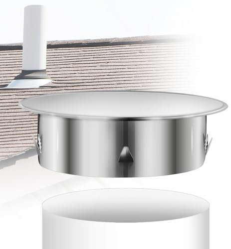 Kaminlochdeckel Ofenrohr Abdeckung 100mm kaminrohr abdeckung Schornsteinabdeckung Edelstahl Ofenrohrkapsel Wandfutterdeckel Ofenlochdeckel, Unterdurchmesser Ø 98mm, Tiefe: ca. 45 mm