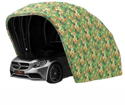 Carport semi-automatique hydraulique pliable et rétractable pour voiture - Verrouillable - Camouflage 5,5 x 2,5 m