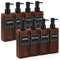Segbeauty Flacon Pompe Vide, 8 Pièces 500ml Distributeur Savon Cuisine, Distributeur Shampoing et Gel Douche, Distributeur Savon Plastique avec Etiquettes, pour Liquide Vaisselle (Brun)