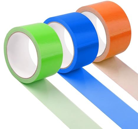 3 Rollos Cinta Americana de Colores, 5cm x 10m Duct Tape, Cinta Americana Extrafuerte, Cinta Adhesiva de Tela Impermeable, Cinta Adhesiva Extra Fuerte para Reparación, Agrupar, Fijación, Manualidades