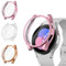 Mugust【3 Stück】 Schutzhülle für Samsung Galaxy Watch 4 44mm Schutzhülle mit Schutzfolie, TPU Ultradünner Vollschutz Gehäuse Schutz Hülle für Samsung Watch 5 44mm (Transparent+Rosa+Roségold)
