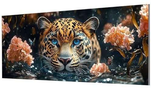Leopard Malen Nach Zahlen Erwachsene Groß XXL 100x200cm, Malen Nach Zahlen Blume DIY Farbe Acrylfarbe ölgemälde Set mit Pinseln für Zimmer Deko Aesthetic, Geschenke für Frauen, Rahmenlos Model-0904
