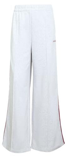 adidas Women's Seasonal Essentials Colorpop Pants with Embroidered Graphic, Light Grey Heather/Active Maroon, XXL