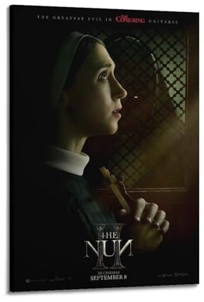 AYERWAENN Poster The Nun II, ästhetische Wandkunst, Leinwand, Vintage-Poster, dekoratives Gemälde, Wohnzimmer, Schlafzimmer, Dekoration, 20 x 30 cm, Rahmenstil