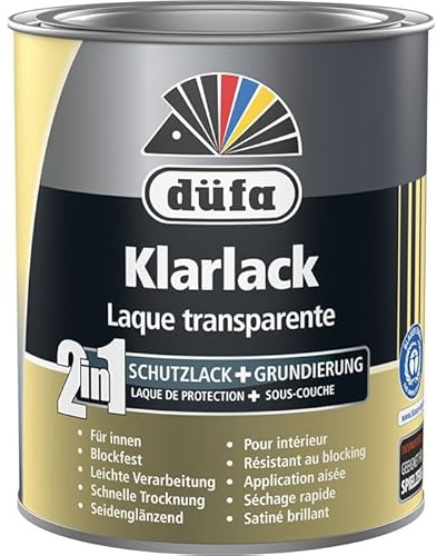 düfa 2in1 Klarlack seidenglänzend 750ml Lack│Schutzlack + Grundierung für den Innenbereich