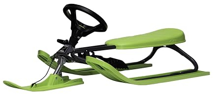 STIGA Snowracer Iconic - Robuster Lenkschlitten für Kinder ab 5 Jahren mit Stahlrahmen, Bremse und Zugseil, Max. Belastung 80 kg - Ideal für Winterspaß
