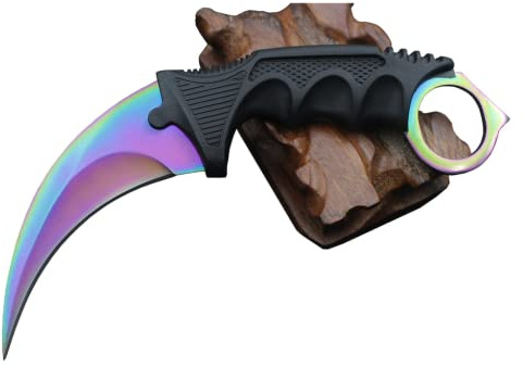 Generisch Professional CSGO Real-Life Karambit Trainingsmesser 19 cm – Counter-Strike Global Offensive / CS2 Style Übungsmesser | Gaming Sammler Messer by Duckland (Fade [Scharf!])