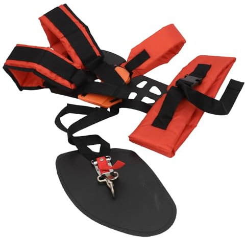 Doppelter Trimmer Schultergurt Orange Gepolstert Verstellbar W-form | Polyester Gewebe, Hüftgurt mit Schnalle, 1 Stück Harness Strap, für Mäher und Grasgeräte