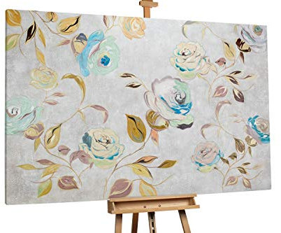 KunstLoft® XXL Gemälde 'Testament of Love' 180x120cm | original handgemalte Bilder | Blüte Rose Beige Braun Beige Braun | Leinwand-Bild Ölgemälde einteilig groß | Modernes Kunst Ölbild