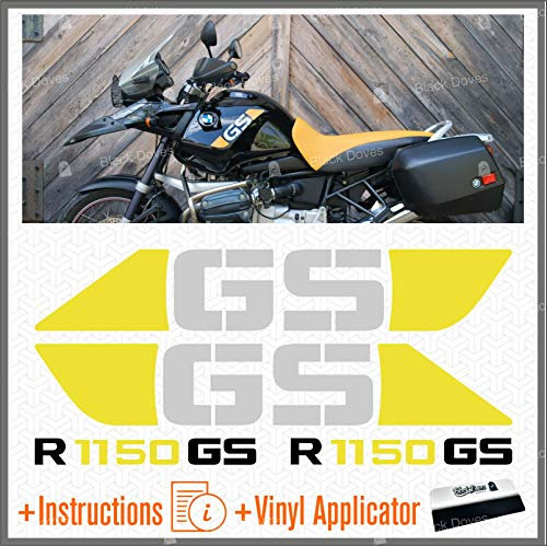 4pcs Kit Adesvi ompatibile con R 1150 GS Motorrad R1150 ADVENTURE R1150GS con Spatola In Omagio (Bianco/Giallo)