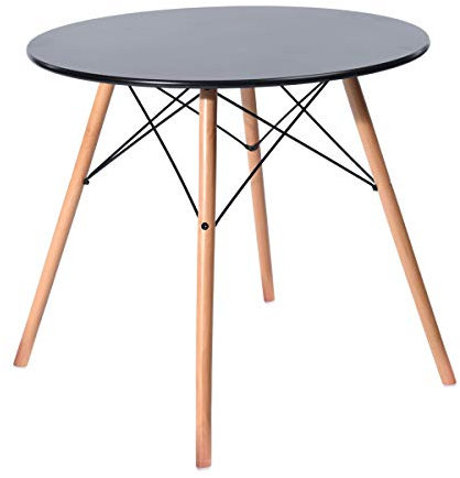 H.J WeDoo Esstisch Klein Tisch, Runder Esszimmertisch, 80x80x74 cm Küchentisch, Speisetisch für Küche, Esszimmer, Wohnzimmer und Büro, Schwarz