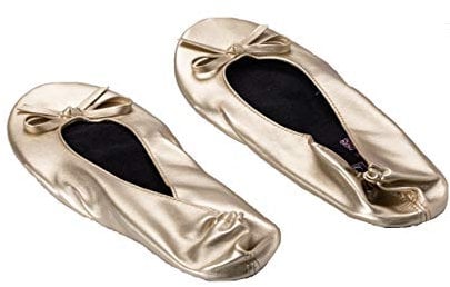 ASVP Shop Women's Foldable Portable Pumps Flats Ballet Shoes with Carrier Pouch Bag Perfect for Weddings and Parties Champagne