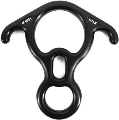 Azarxis 50kN Abseilachter mit Ohren Sicherungsgerät Abseilgerät 8 Descender für Klettern Bergsteigen Höhlenforschung Abseilen (Schwarz)