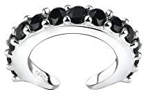 Laimons - Earrings single ear cuff clamp 15 mm with zirconia made of 925 sterling silver, Sterling Silver,
