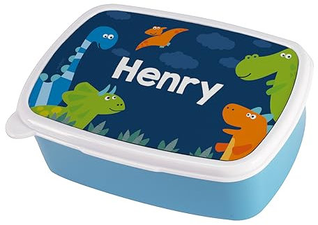 Striefchen® Brotdose für Jungen mit Wunschnamen - Geschenkidee zur Einschulung Dinosaurier