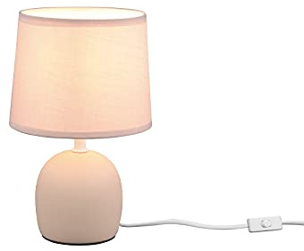 Kleine Tischleuchte mit Keramikfuß und Stoffschirm Beige, Höhe 26cm |