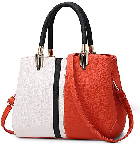 VARLIVOO Neu Elegant Damen Handtasche Schultertasche Frauen Umhängetasche Hobo Taschen Reisen Shopper Taschen Crossbody Bag PU Leder Orange