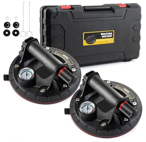 2 Pack Ventosa-Capacidad de Carga de 220 kg,Ventosa resistente con manómetro/Se puede Utilizar para Levantar Puertas, Ventanas, Azulejos, etc (Incluyendo Maleta)