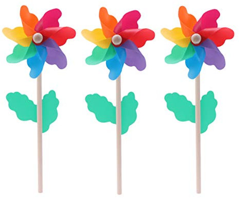 TOYANDONA 12pièces Lot de Moulins à Vent Colorés avec Manche Bois Décoration De Fête pour Jardin Et Chambre Garçon Fille