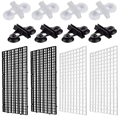 Divisor de Acuario, Separador de Acuario, Rejilla Divisora Acuario, para Tanques de Acuario, Divisor de Aislamiento para Peceras, 4 Piezas Separador de Bandeja para Peces, con 8 Ventosas Divisorias