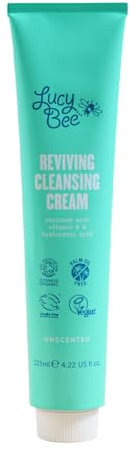 Lucy Bee Facial Cleanser, Certified Organic Soothing Makeup Remover & Cream Cleanser, Suitable For Sensitive Skin & Redness-Prone, Anti-Ageing, Vegan Cruelty Free & Palm Oil Free, 125ml