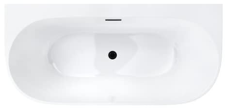 VBChome Badewanne 170x80 cm Schwarz Acryl SET Premium Wand Badewanne Badewanne Freistehend Eingebauter Überlauf Siphon Inklusive Modern Komfort Elegant Top Qualität