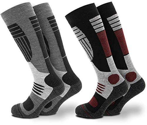 Occulto Herren Skisocken 2er Pack, 4er Pack (Modell: Felix) 2 Paar Rot Schwarz 47-50