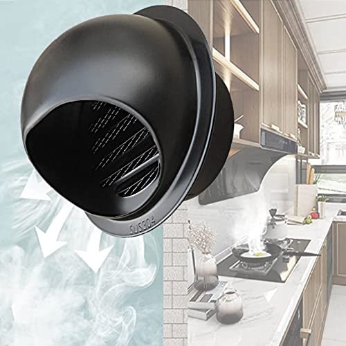 Duchunsheng Acero Inoxidable Salida De Aire, Negro Campana Exterior Ventilación del Aire con Malla De Pantalla, Resistente A La Intemperie Rejilla De Ventilación, Rejilla De Extracción De Aire