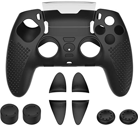 ZLiT Silikon-Schutzhülle für PS5 Edge Controller, rutschfeste Silikon-Schutzhülle + Wippkappe + Trigger-Taste für PS5 Edge Controller (schwarz)