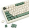 130 Keys MDA Profile Keycaps Set, Green Japanese PBT Keycaps, Dye-Sub Custom Retro Keycap ANSI/ISO Layout Cherry MX for Mechanical Keyboard (Botanical Theme)