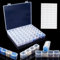 Bavooty Sortierbox Transparent für Kleinteile, Diamond Painting und Bügelperlen Aufbewahrung, Perlenbox mit 56 Fächern